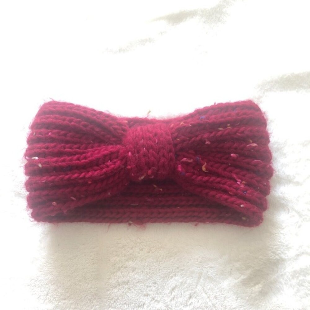 NEW Burgundy Knitted Headband Colorful Flecks Winter Outerwear Never Worn